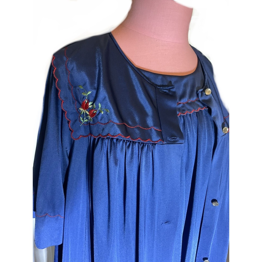 Vintage Shadowline gown and robe set Small‎ navy